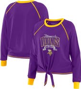 WEAR by Erin Andrews Women's WEAR by Erin Andrews Purple/Gold Minnesota Vikings Tie-Front Long Sleeve Top