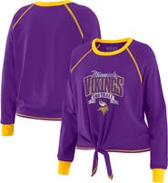 WEAR by Erin Andrews Women's WEAR by Erin Andrews Purple/Gold Minnesota Vikings Tie-Front Long Sleeve Top