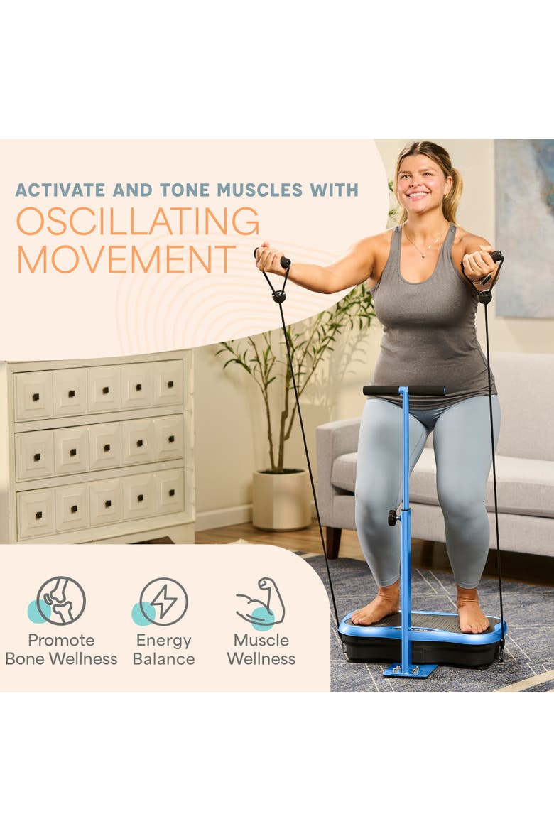 TrimLite Vibration Plate Exercise Machine with Handlebars for Full Body Fitness, Alternate, color, Blue