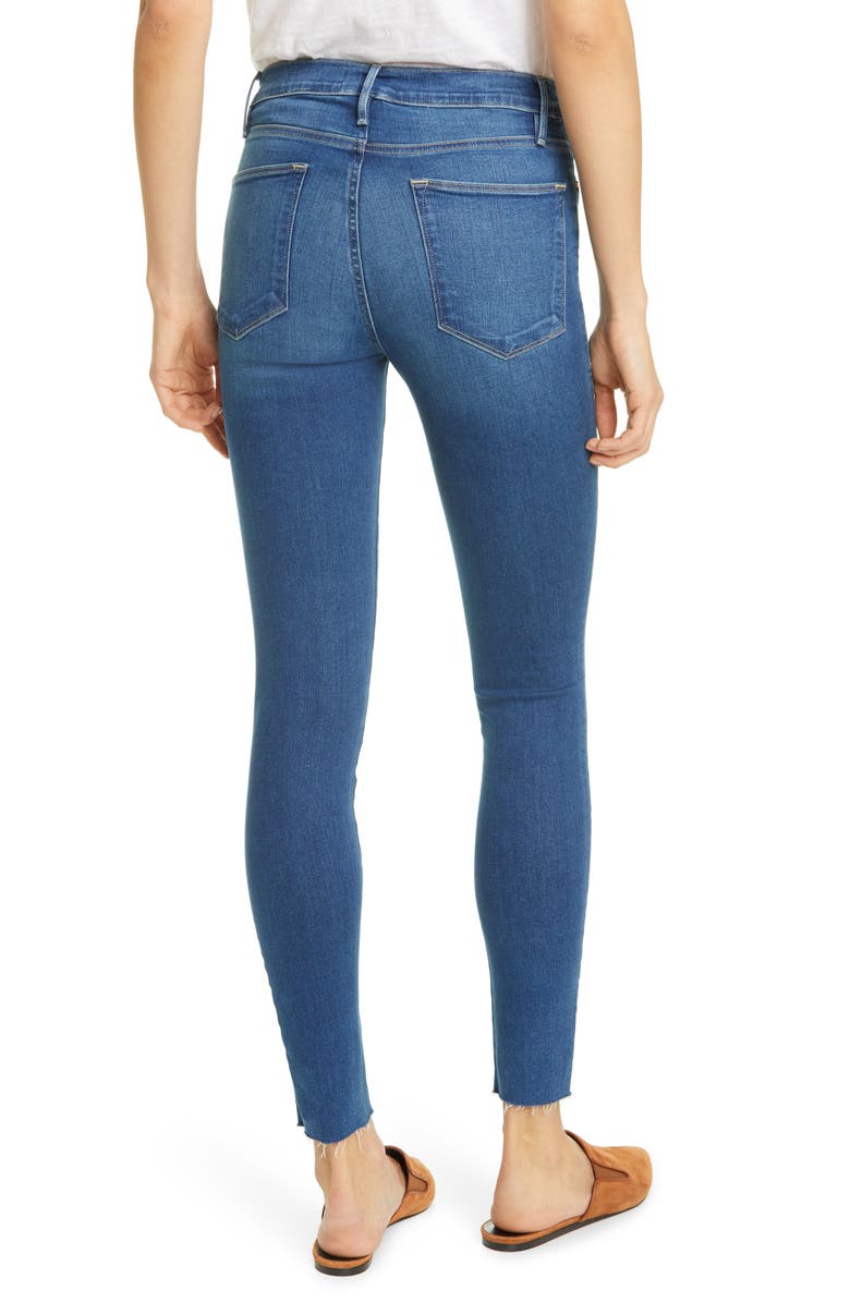 FRAME Le High Raw Hem Ankle Skinny Jeans, Alternate, color, 