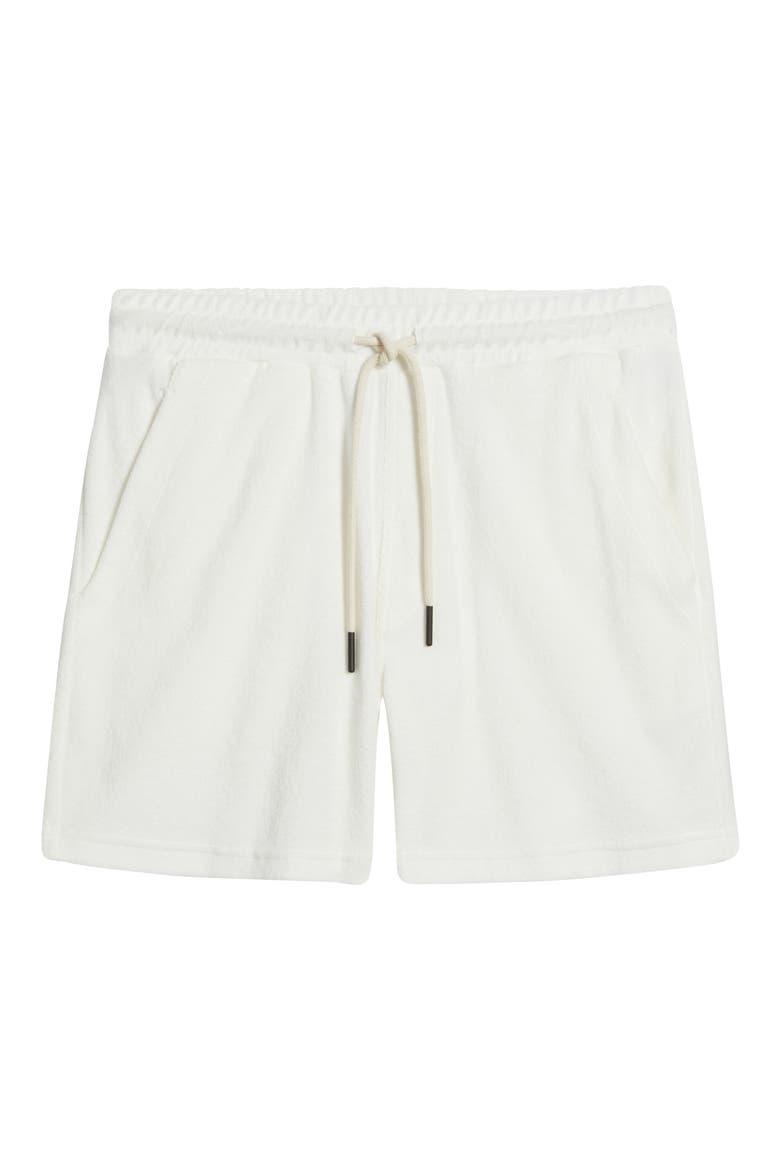 White Cotton Terry Cloth Drawstring Shorts, Alternate, color, WHITE