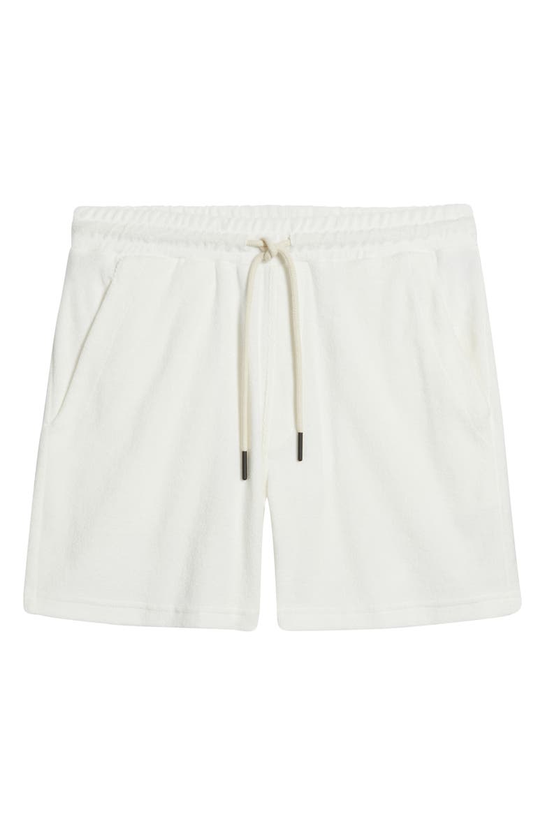 OAS White Cotton Terry Cloth Drawstring Shorts, Alternate, color, White