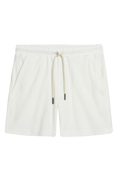 Oas White Cotton Terry Cloth Drawstring Shorts