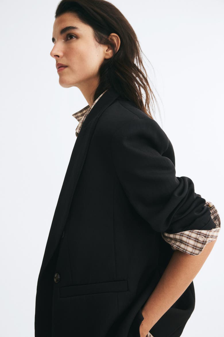 Double-Breasted Casual Blazer, Alternate, color, Black