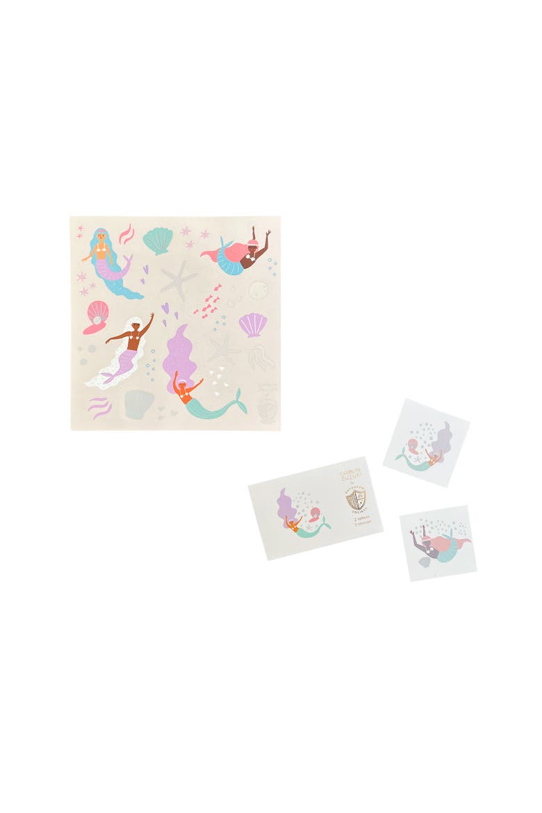 Mermaid Party Favor Set - Pack of 2 Tattoos and 4 Sticker Sheets, Main, color, Assorted Pre-Pack