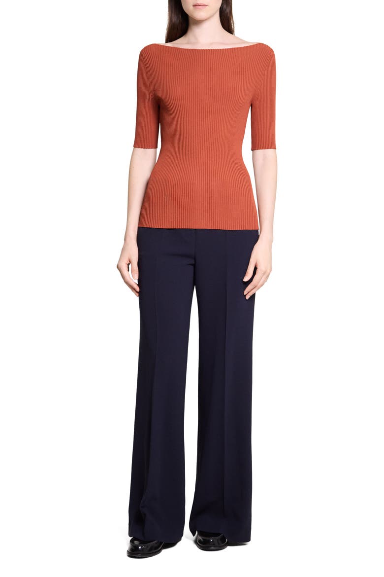 Rib Boatneck Top, Alternate, color, UMBER