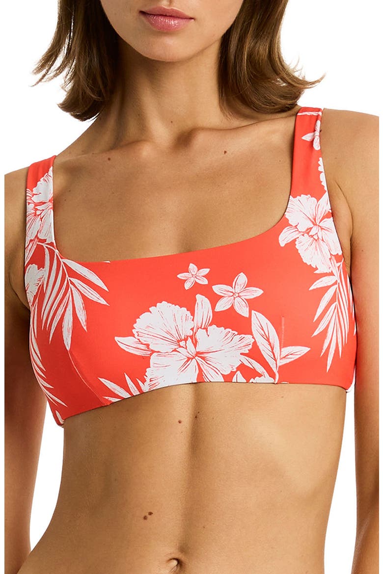 Aloha Square Neck Bikini Top, Main, color, FLAME