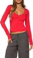EDIKTED Feva V-Neck Long Sleeve Top