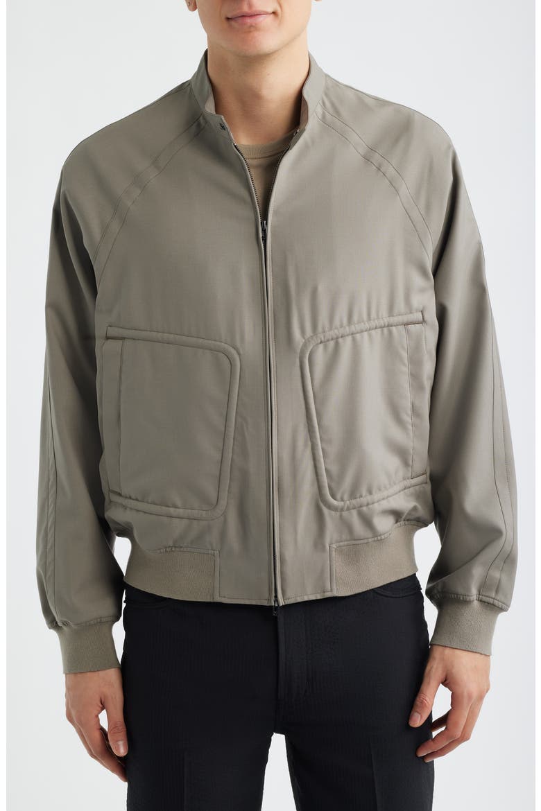 Virgin Wool Zip Bomber Jacket, Alternate, color, GREY