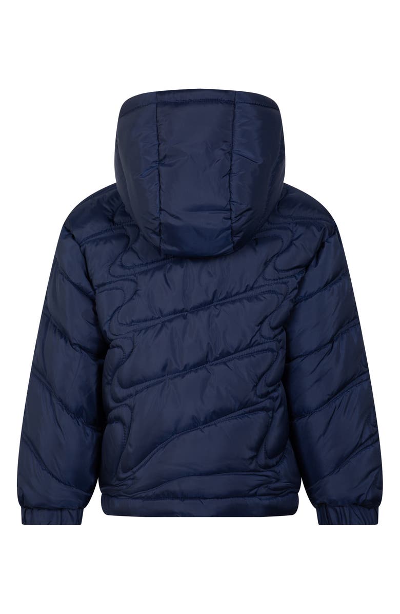 Nike Kids' Swoosh Quilted Hooded Puffer Jacket, Alternate, color, Midnight Navy