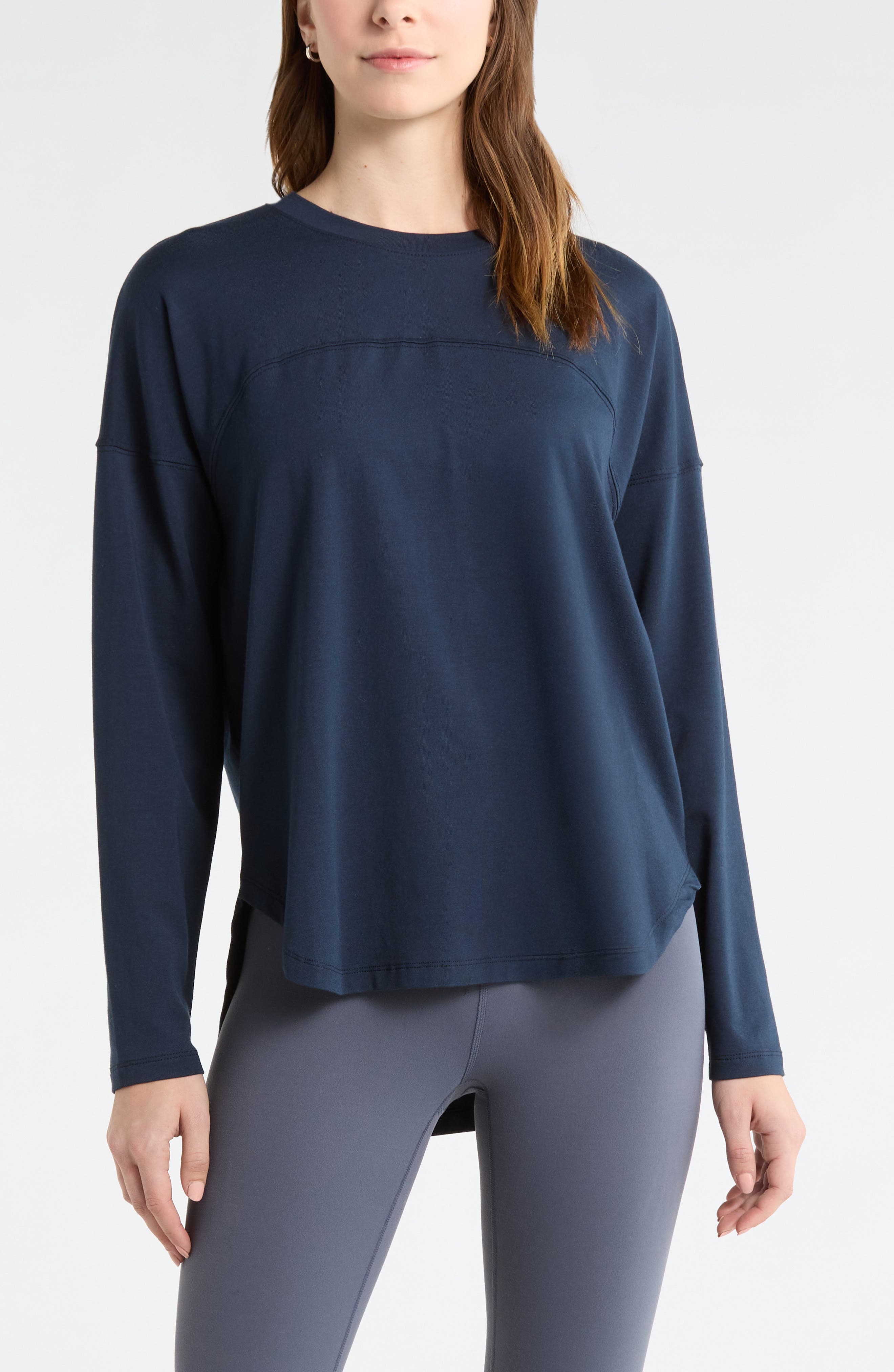 Sueded High-Low Long Sleeve T-Shirt - image 5