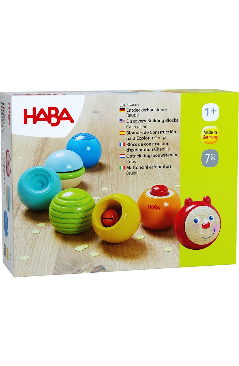 HABA Discovery Building Blocks Caterpillar - Wooden Toys for 1+ Year Olds, Sensory Toys & Learning Toys, Blocks for Toddlers 1-3, Made in Germany, Alternate, color, Multi