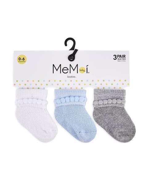 Baby Bootie Cotton Blend Socks 3 Pack