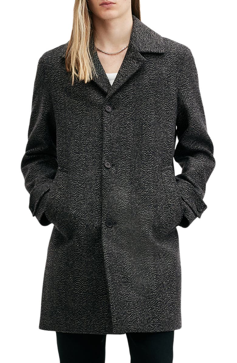 AllSaints Fincher Wool Blend Coat, Main, color, Brown