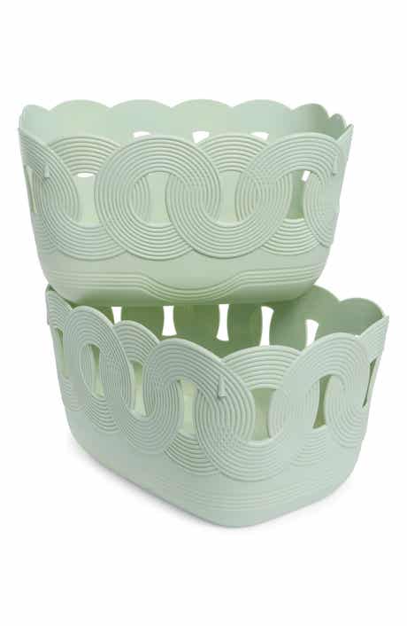 Set of 2 Scallop Open Weave Storage Bins