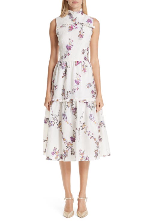 Floral Jacquard Midi Dress