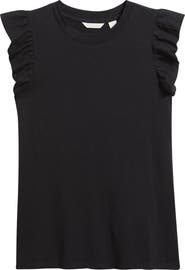 Caslon® Ruffle Sleeveless Pima Cotton Top
