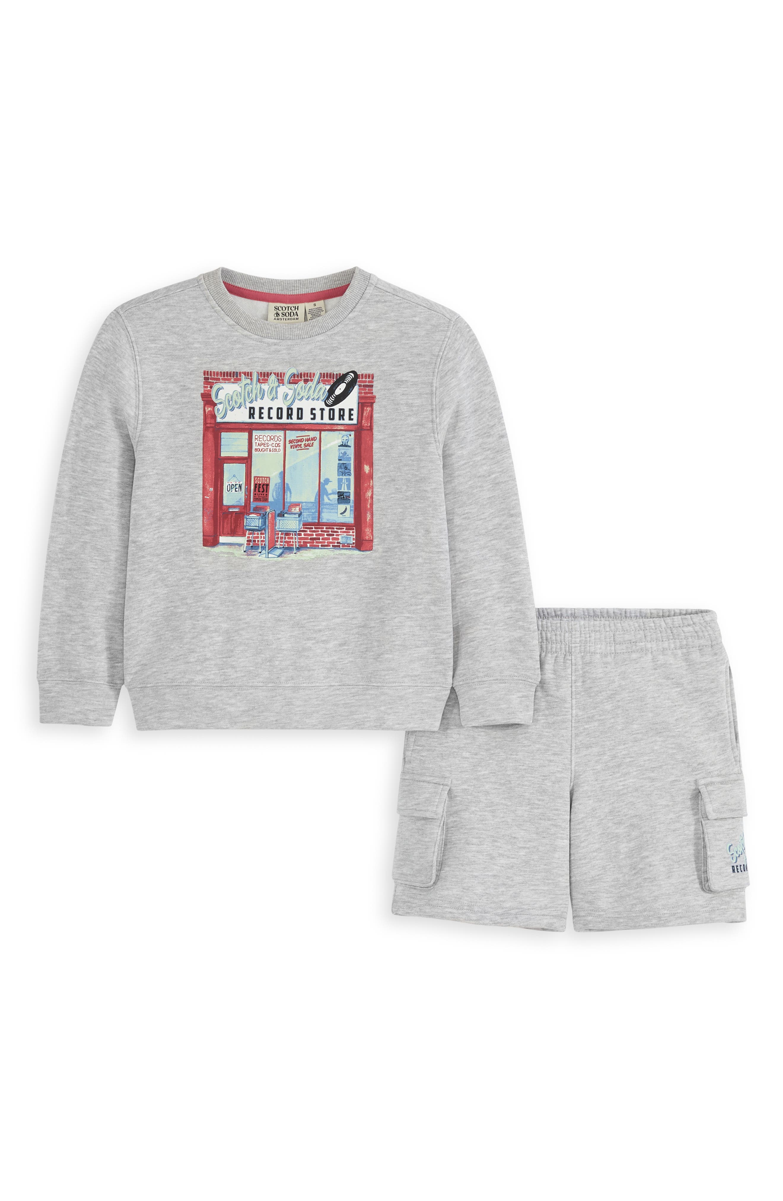 Scotch & Soda Kids' Record Store Long Sleeve Graphic T-Shirt & Short Set