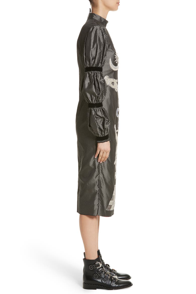 Alien Goddess Embellished Silk Dress, Alternate, color, SILVER