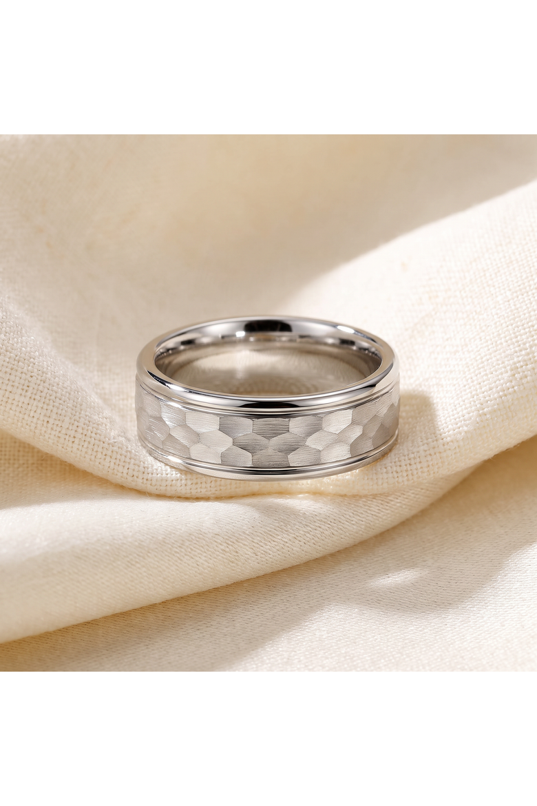 Men's 6.5MM Hammered Tungsten Ring Comfort Fit Wedding Band, Alternate, color, Tungsten