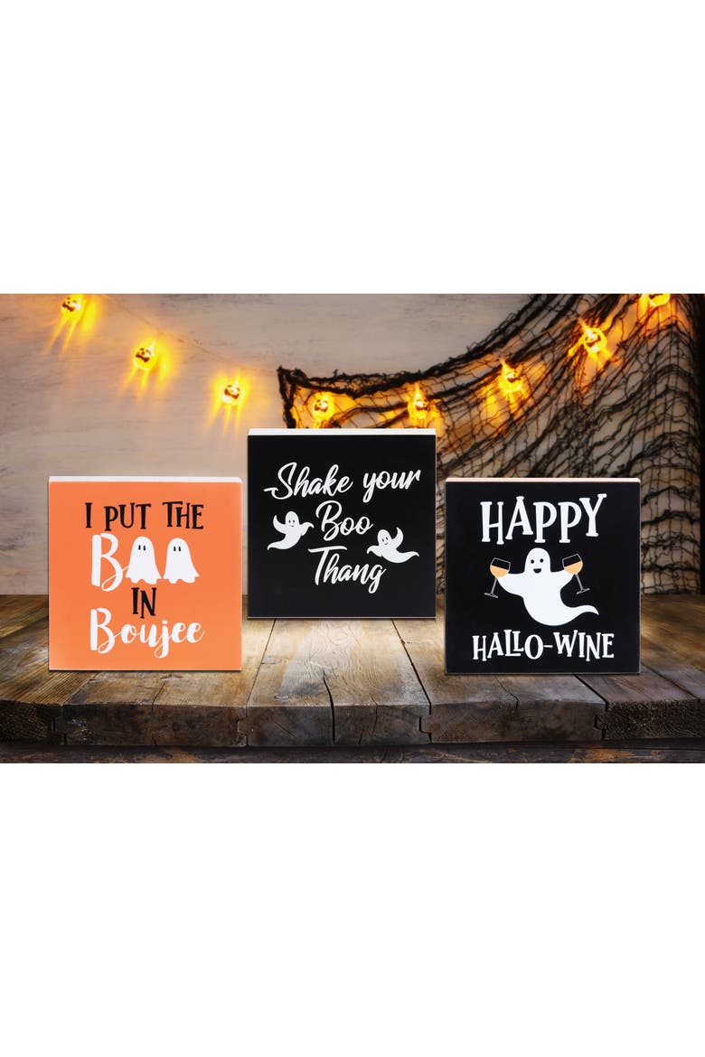 Halloween Shelf Sitter Blocks Set of 3 Decor Decoration, Alternate, color, Black