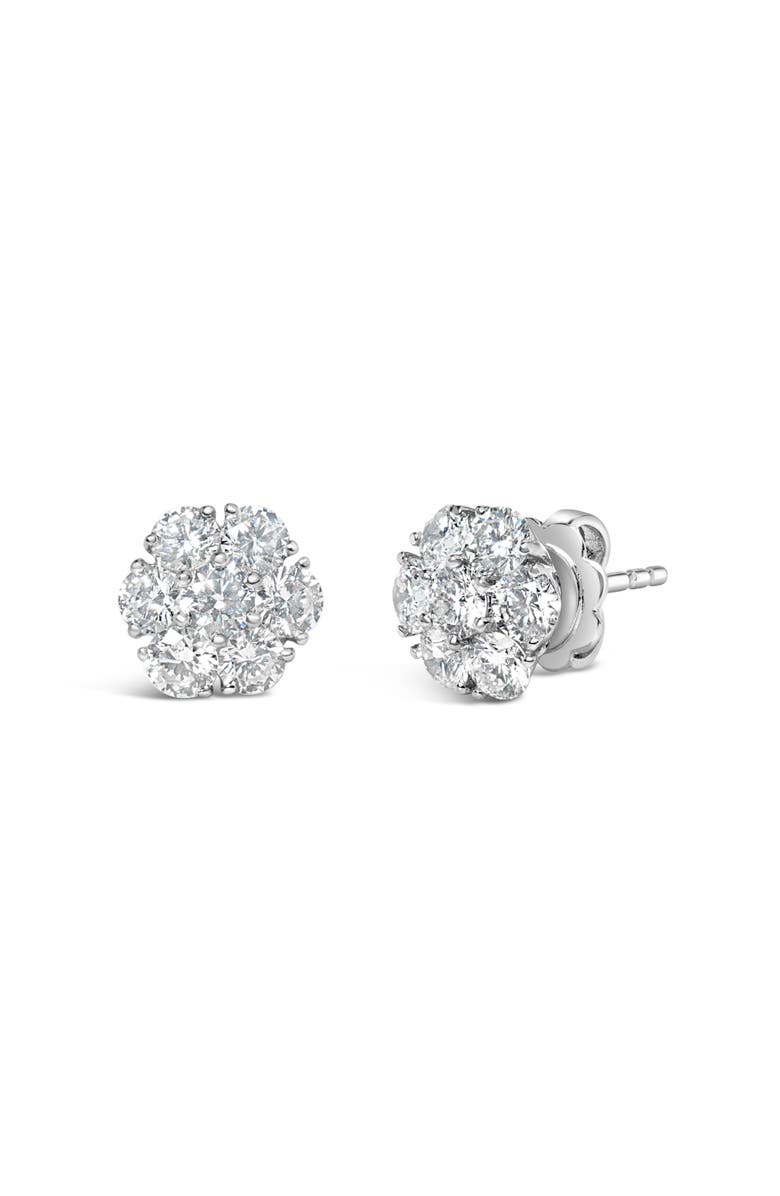Haus of Brilliance 14K White Gold 1 3/4 Ct Lab Grown Diamond Floral Cluster Composite Stud Earring, Alternate, color, White