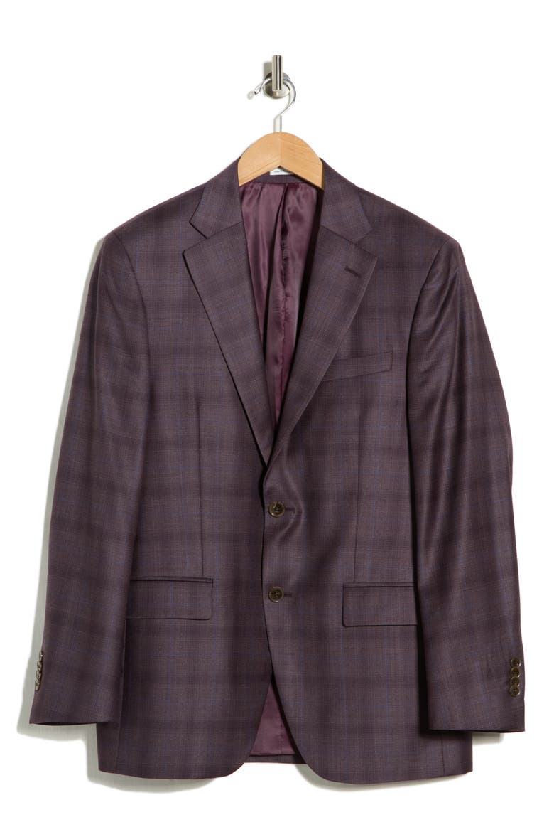 Flynn Classic Fit Plaid Wool Sport Coat, Alternate, color, DARK RED