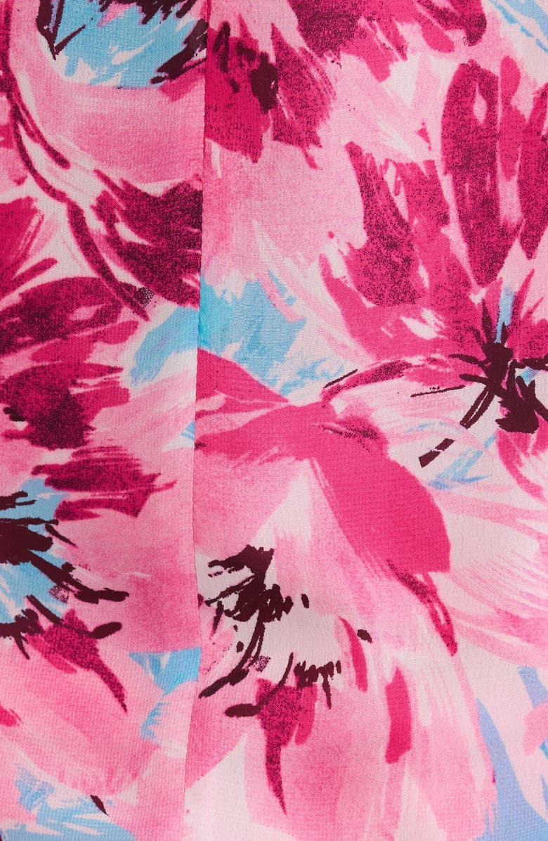 KASPER Floral Print Ruffle Top, Alternate, color, Lily White Multi