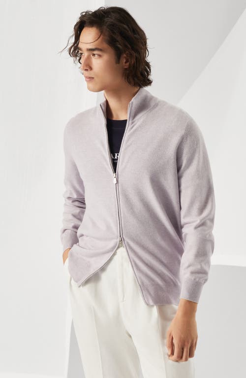Brunello Cucinelli Zip-front Cardigan In Lavender