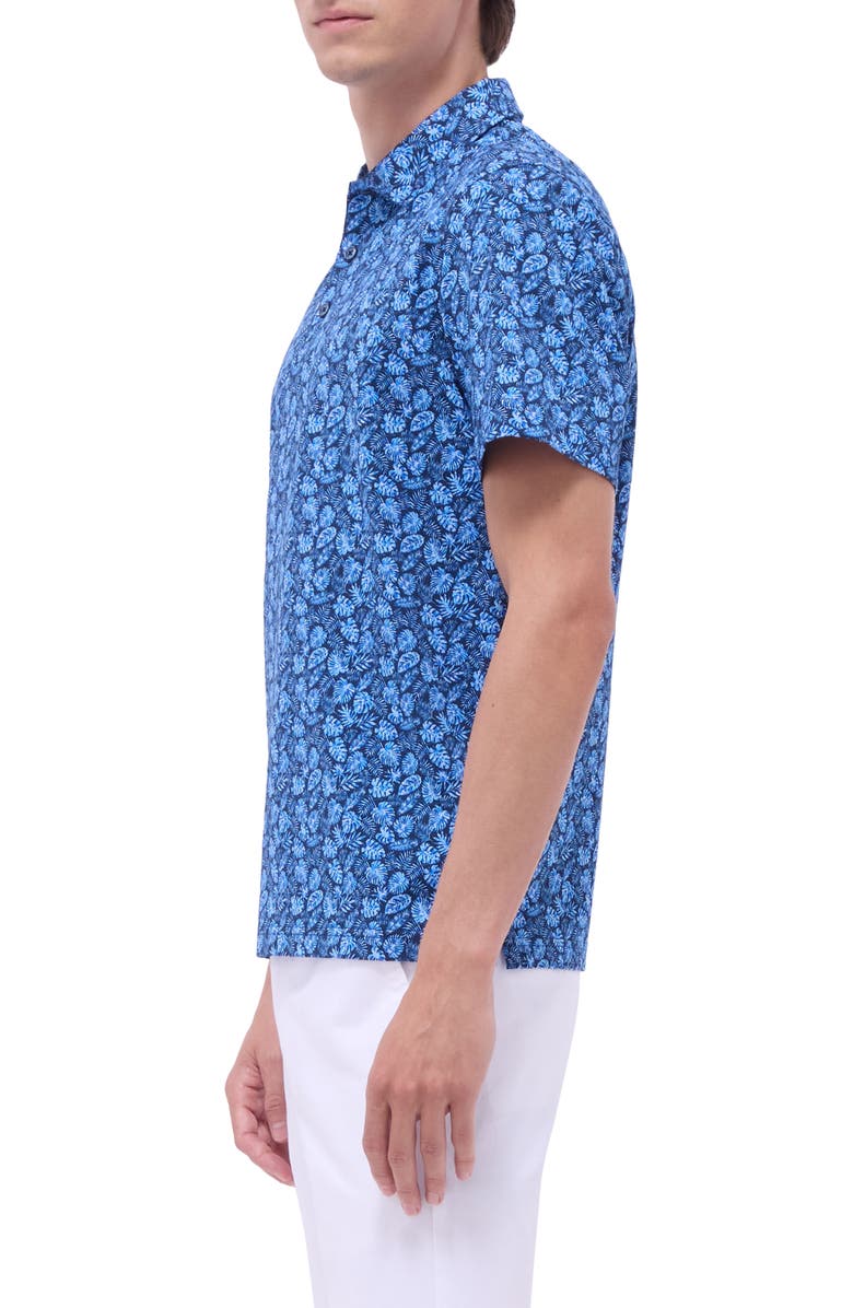 Bugatchi Vincent OoohCotton<sup>®</sup> Leaf Print Polo, Alternate, color, Night Blue