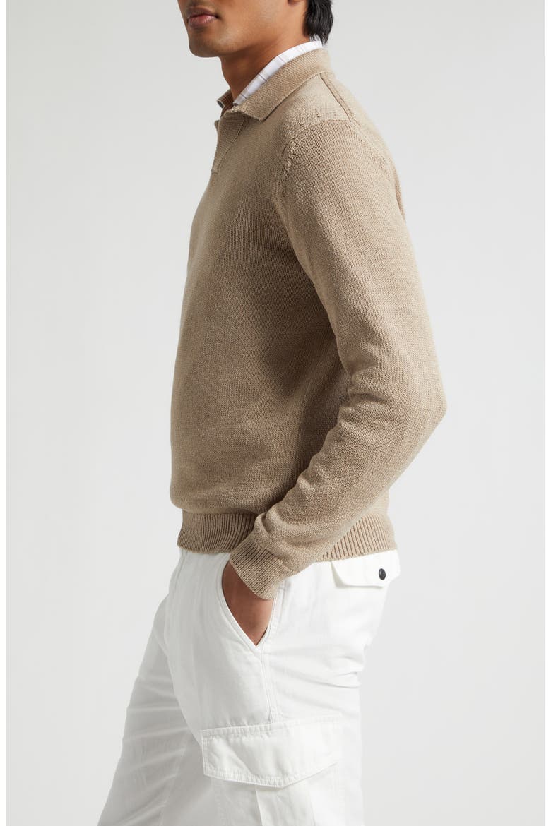 Cotton & Silk Polo Sweater, Alternate, color, 03 TAUPE