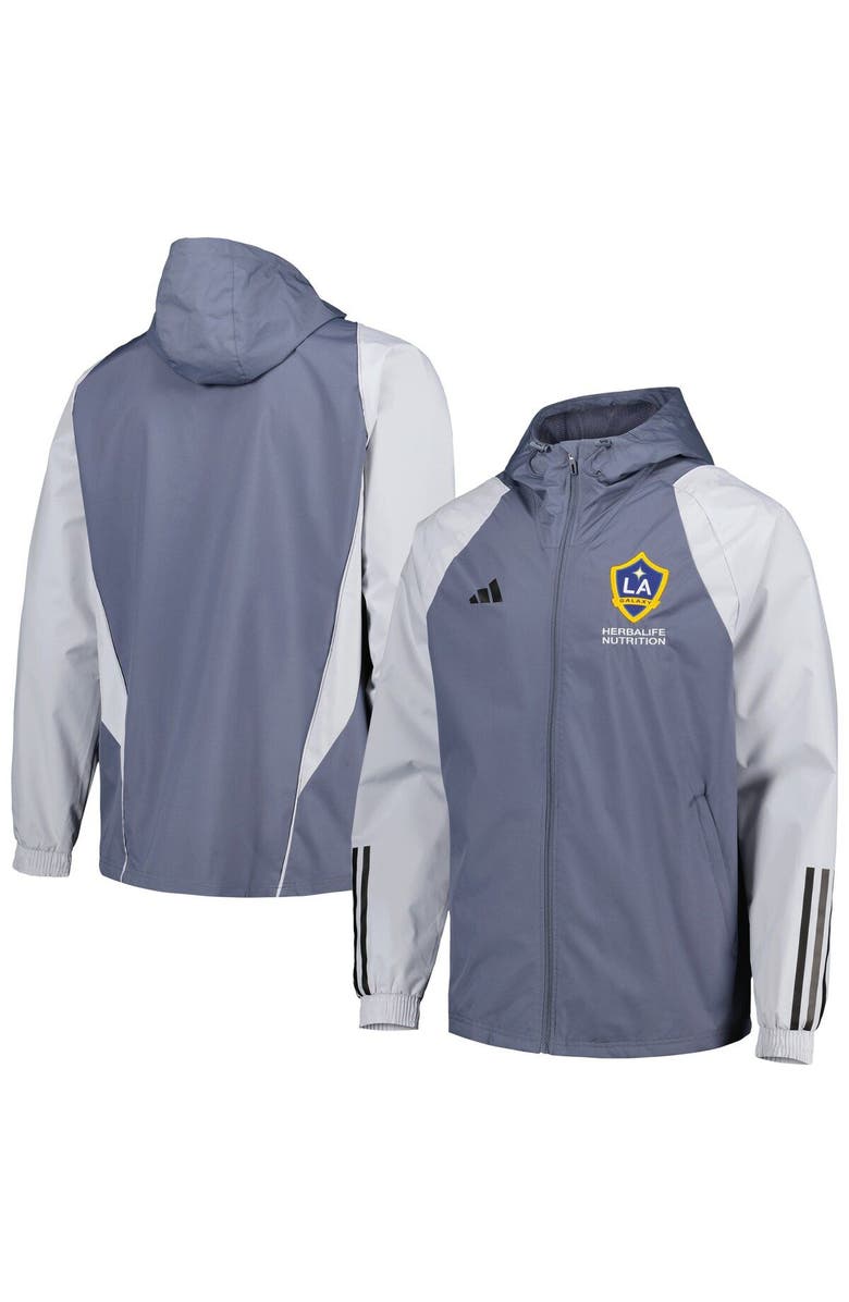 adidas Men's adidas Charcoal LA Galaxy All-Weather Raglan Hoodie Full-Zip Jacket, Main, color, 
