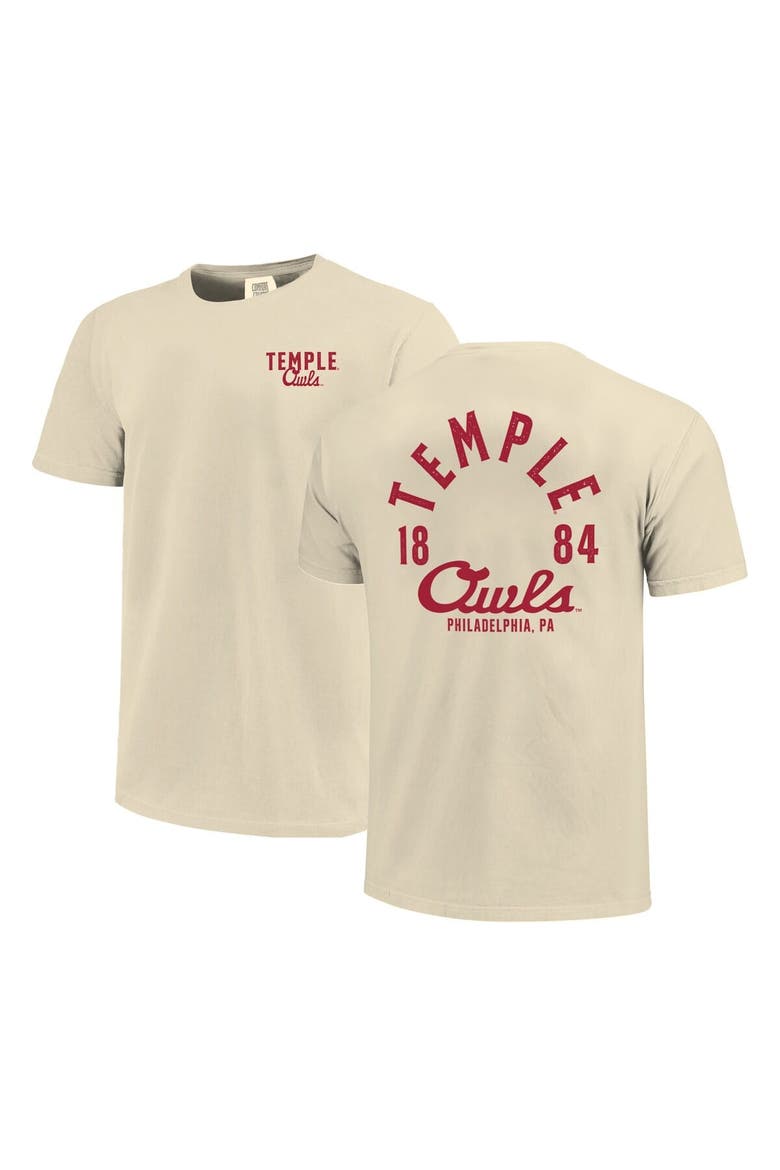 Men's Cream Temple Owls Comfort Colors Mascot Overlay T-Shirt, Main, color, Cream
