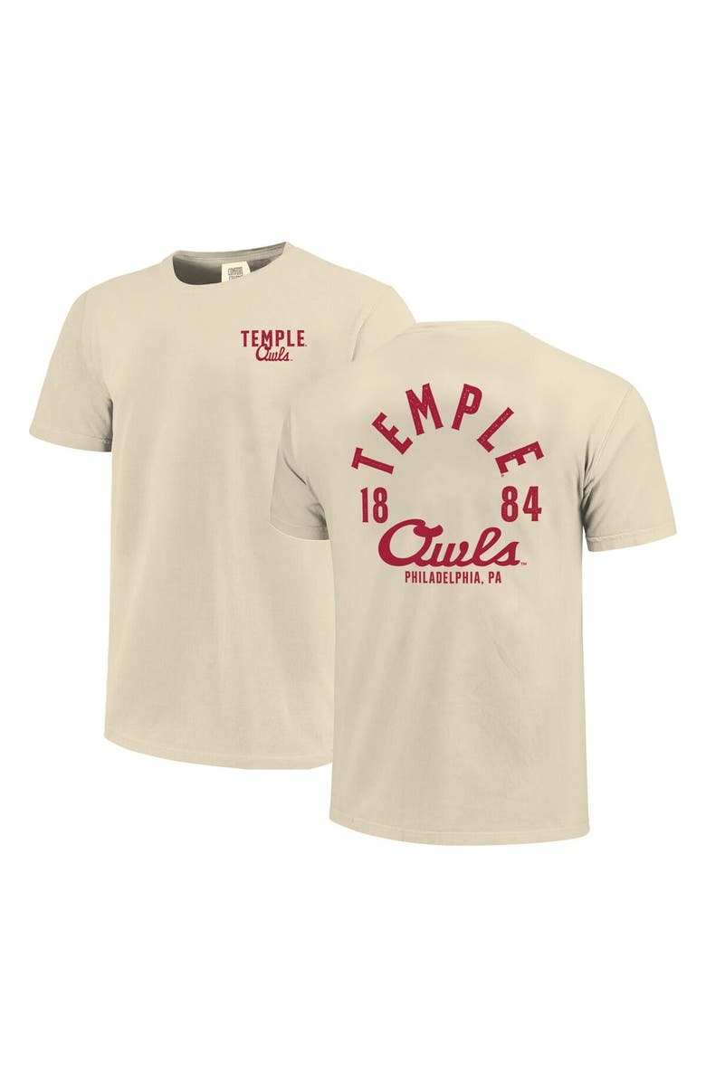 IMAGE ONE Men's Cream Temple Owls Comfort Colors Mascot Overlay T-Shirt, Main, color, 