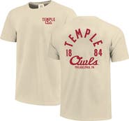 IMAGE ONE Men's Cream Temple Owls Comfort Colors Mascot Overlay T-Shirt