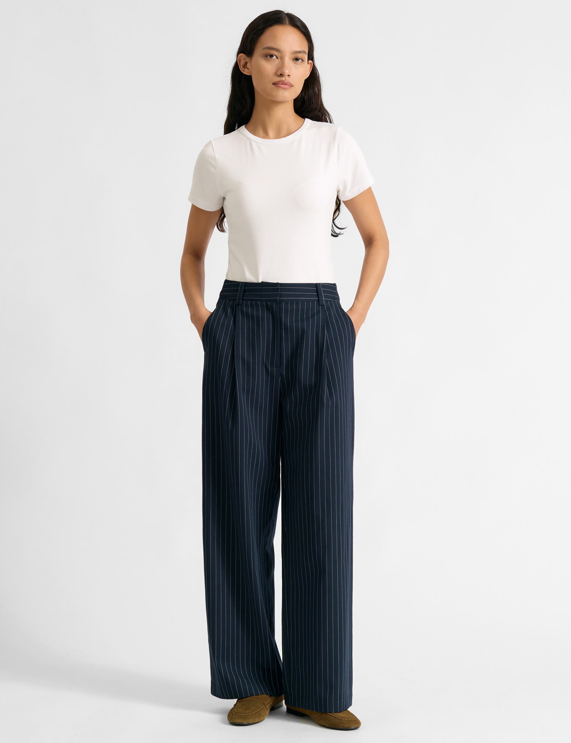Pinstripe Pleat Trousers - image 2