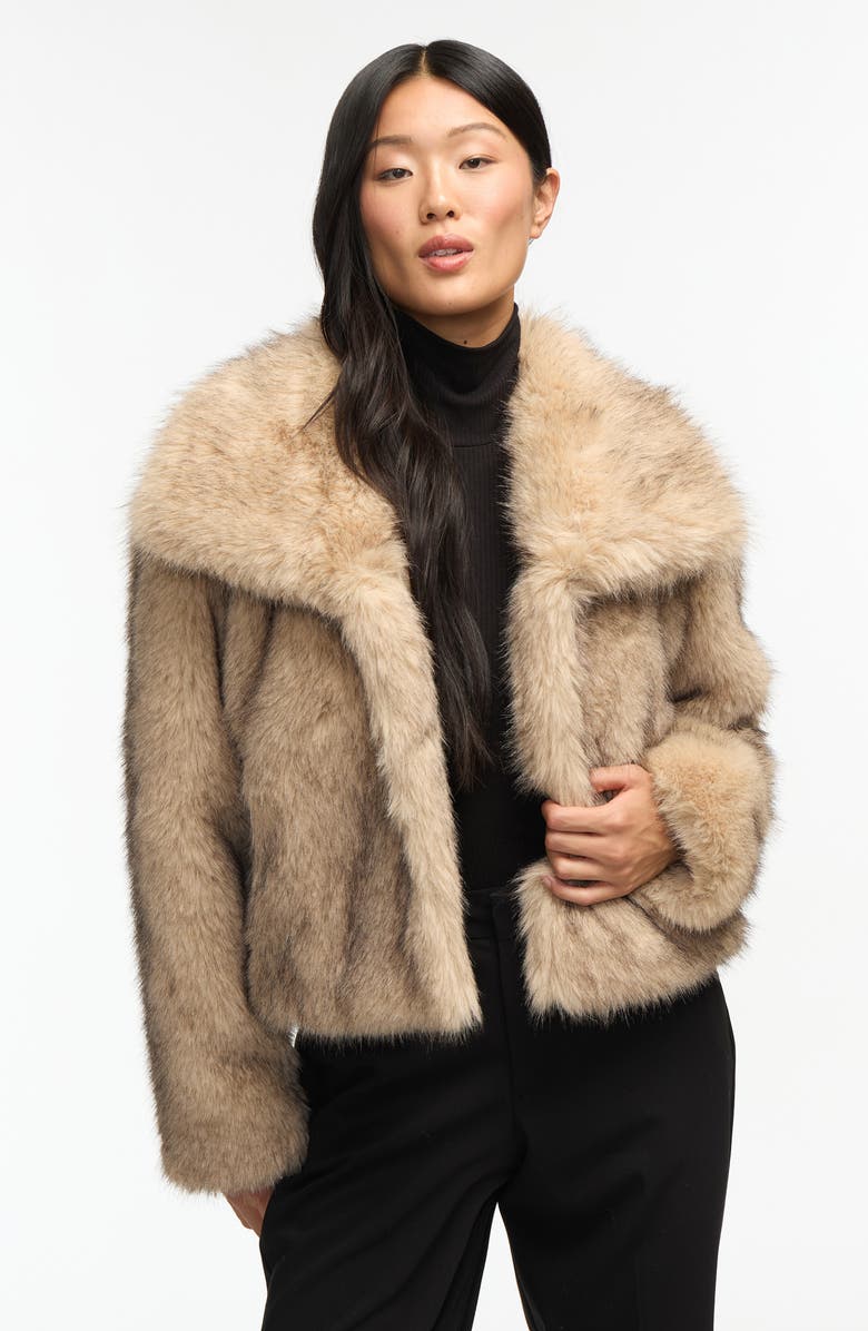 NVLT Faux Fur Crop Jacket, Alternate, color, Gold