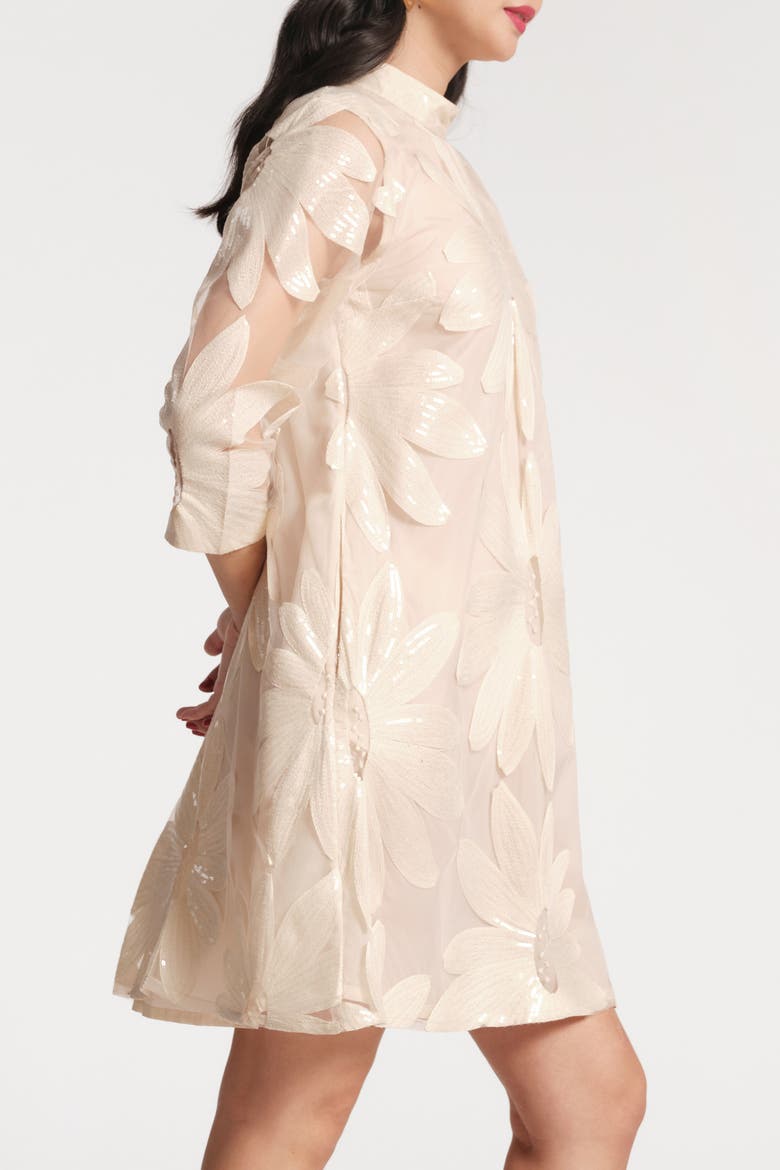 Diplomat Mini Dress Floral Sequin, Alternate, color, Oyster