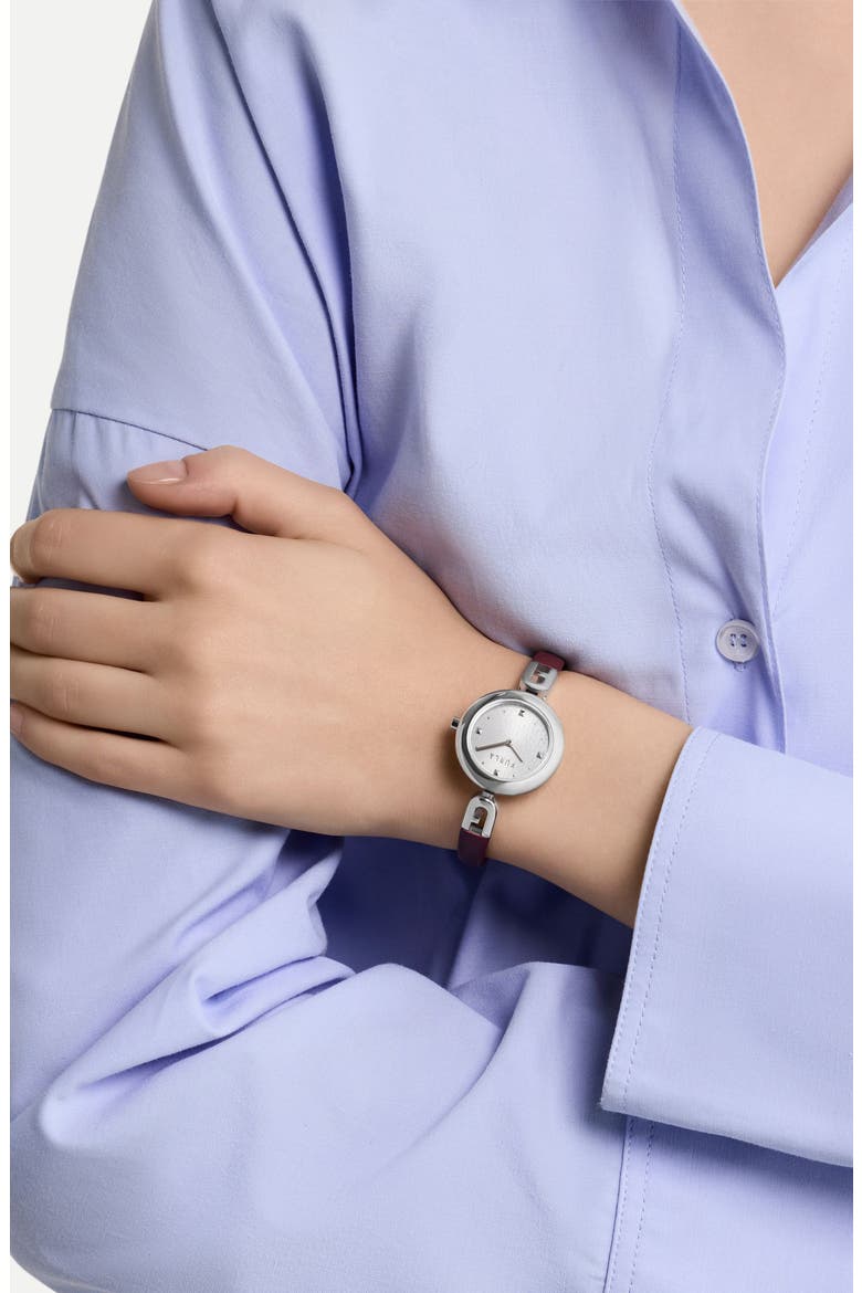 Glamour Chic Mixed Material Bracelet Watch, 28mm, Alternate, color, SILVER-TONE