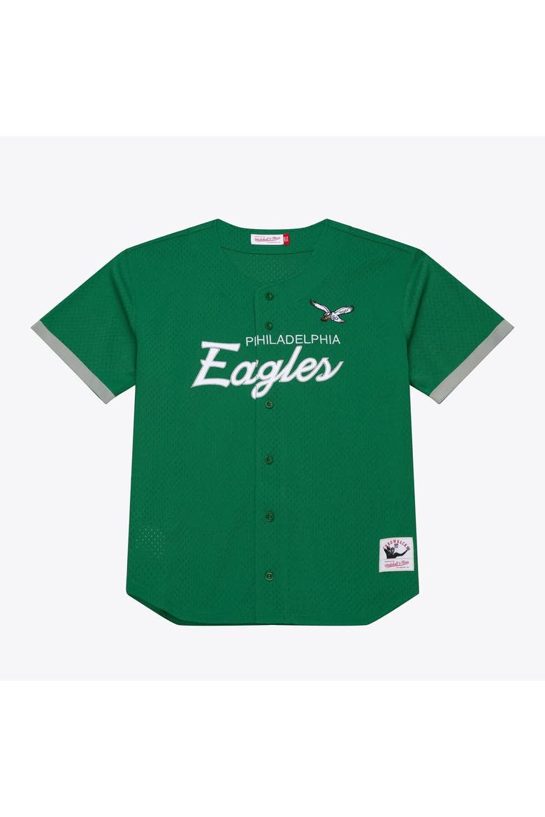 Men's Mitchell & Ness  Kelly Green Philadelphia Eagles Head Coach Mesh Full-Button Fashion Jersey, Main, color, Kelly Green