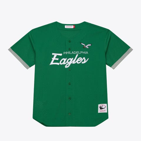 Men's Mitchell & Ness  Kelly Green Philadelphia Eagles Head Coach Mesh Full-Button Fashion Jersey