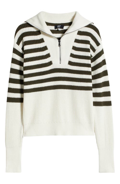 KUT FROM THE KLOTH KUT FROM THE KLOTH NOLEY STRIPE HALF ZIP SWEATER 