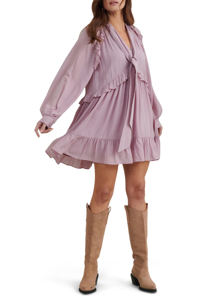 Nobody's Child Bohana Long Sleeve Ruffle Minidress, Main, color,