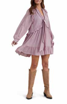 Nobody's Child Bohana Long Sleeve Ruffle Minidress
