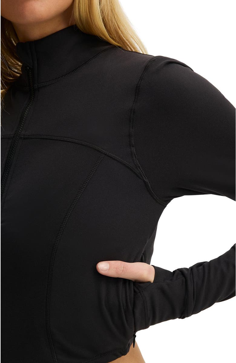 COTTON ON BODY Women's Active Ultra Soft Contour Long Sleeve Zip Through, Alternate, color, Black