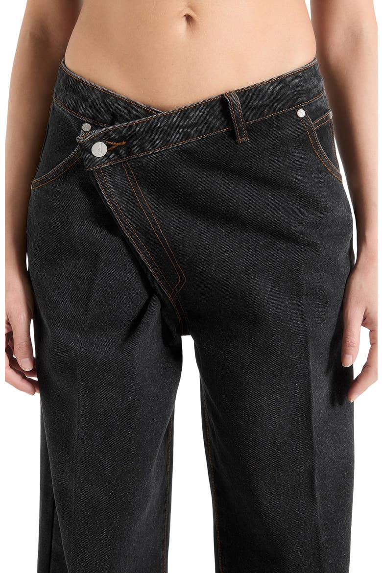 Astrid Wrapover Denim Wide Leg Jeans, Alternate, color, Black