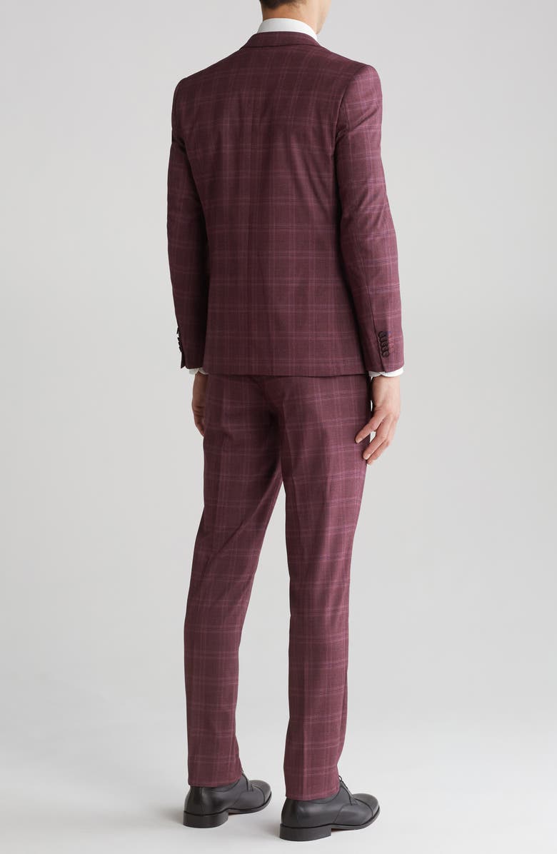 SOUL OF LONDON Soul Fancy Plaid Suit, Alternate, color, Burgundy