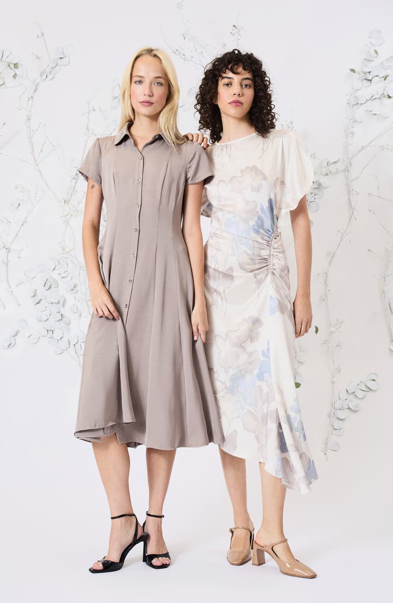 Luxely Draped Satin Midi Dress, Alternate, color,