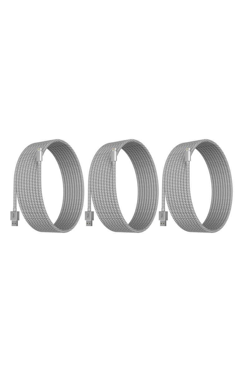 The Posh Tech 3-Pack MFI Lightning Cables, Main, color, Silver