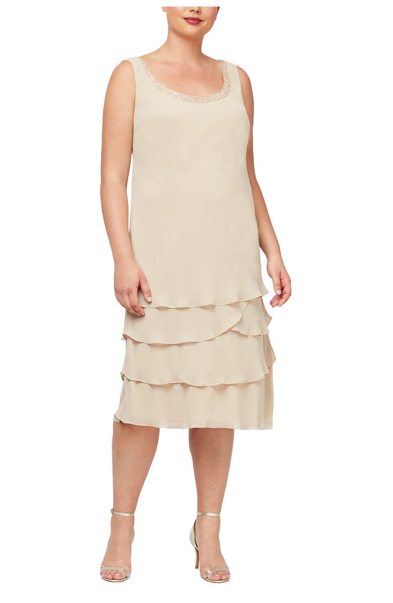 SLNY Embellished Tiered Dress with Jacket, Alternate, color, 